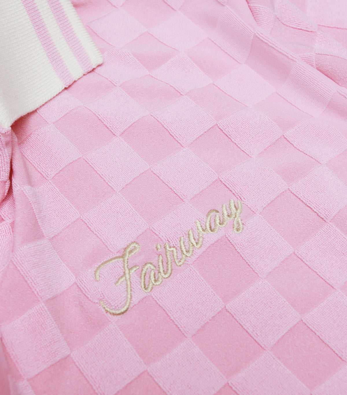 V-Neck Checker Polo (Pink)