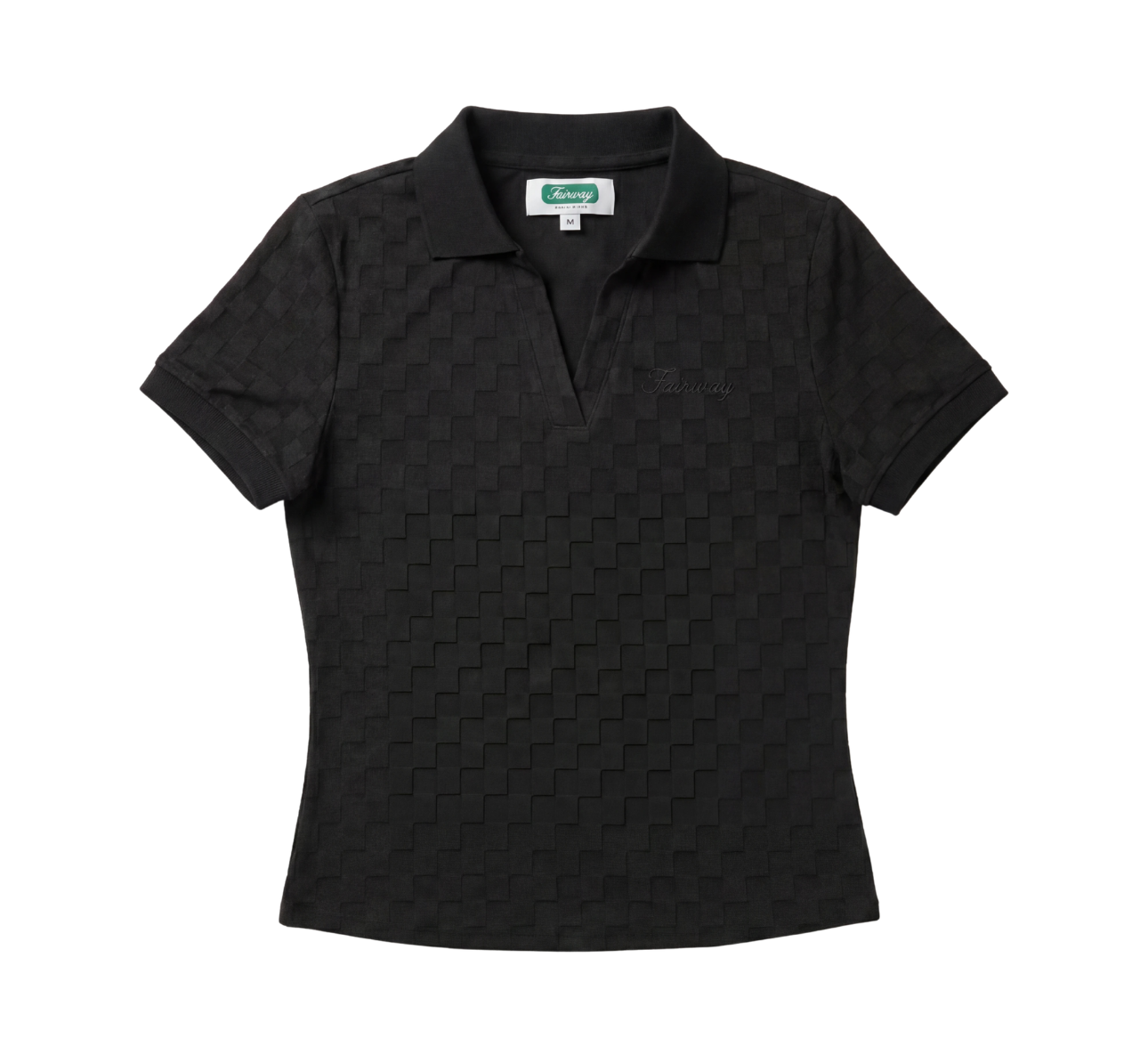 V-Neck Checker Polo (Black)