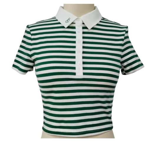 Striped Crop Polo Shirt