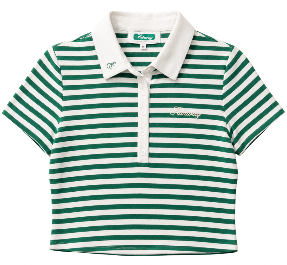 Striped Crop Polo Shirt